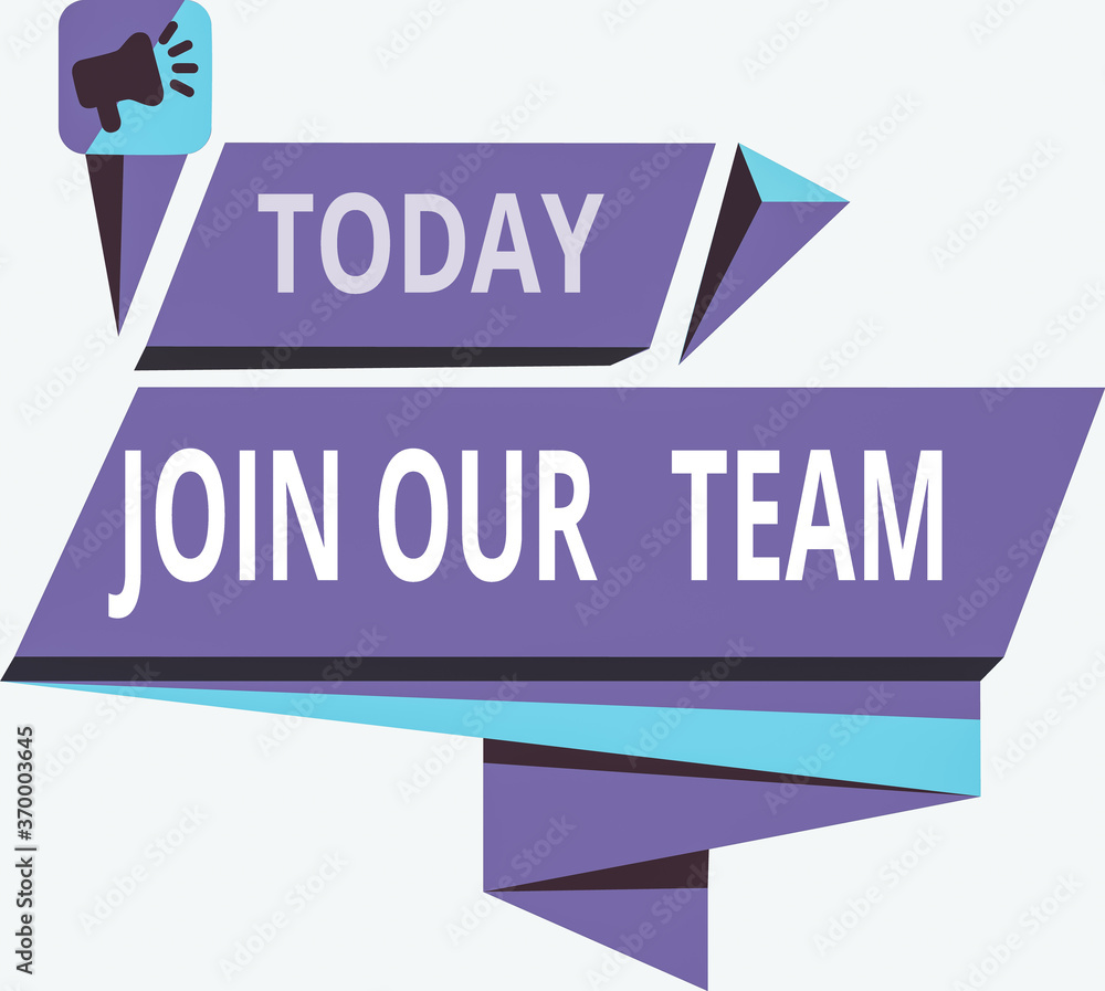 Poster writing note showing join our team. business concept for inviting someone to join in your local grou