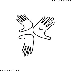 three open palms, family vector icon in outlines
