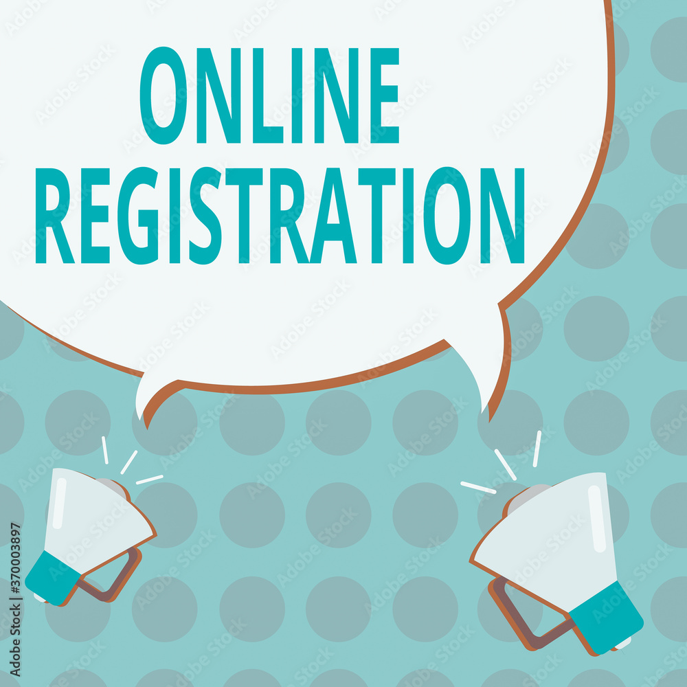Poster conceptual hand writing showing online registration. concept meaning system for subscribing or regis
