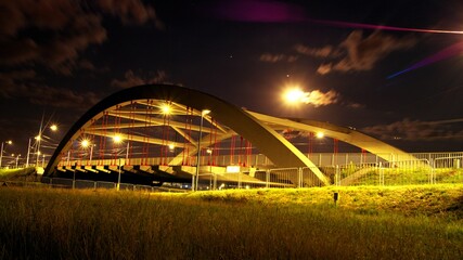 Fototapeta na wymiar The 700th Anniversary Bridge in Lublin at night