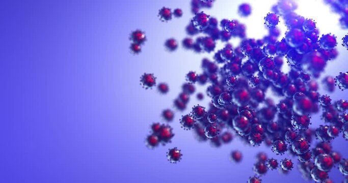 Genetically Modified Virus Under Microscope. Pandemic Disease. Seamless Loop With Copy Space. Health And Science Related High Quality Seamless Loop Virus CG Animation.