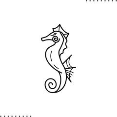 seahorse vector icon in outlines