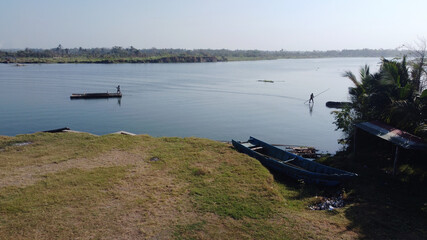 Obraz premium Aerial view of Depok beach lagoon. Bantul Yogyakarta