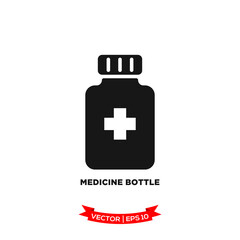 medicine bottle icon vector logo template