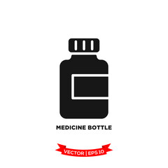 medicine bottle icon vector logo template