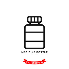 medicine bottle icon vector logo template