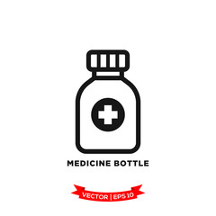 medicine bottle icon vector logo template
