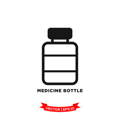medicine bottle icon vector logo template