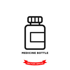 medicine bottle icon vector logo template