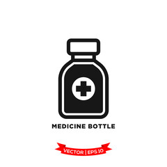 medicine bottle icon vector logo template
