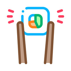 sushi roll holding sticks icon vector. sushi roll holding sticks sign. color symbol illustration