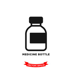 medicine bottle icon vector logo template