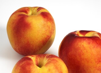 NECTARINE FRUIT prunus persica AGAINST WHITE BACKGROUND