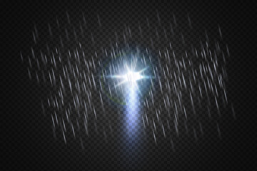 Front glowing beams of the motorcycle or car.Realistic blue rays round transport headlights in smoke,  fog or dust.I.Isolated on black background.