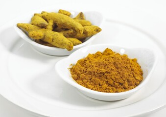 TURMERIC ROOT AND POWDER, AN INDIAN SPICE