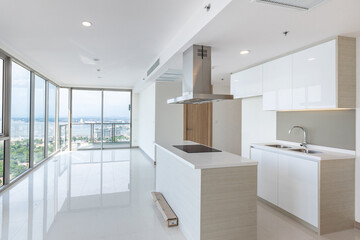clean white modern kitchen corner in the apartment