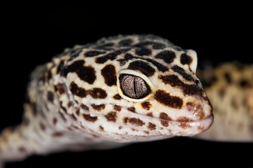 LEOPARD GECKO eublepharis macularius, ADULT, CLOSE-UP OF HEAD