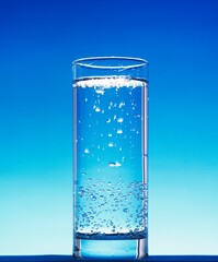 GLASS OF SPARKLING WATER SHOWING BUBBLES