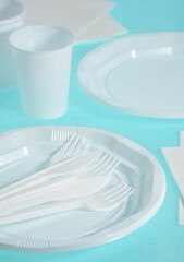 PLASTIC PLACE SETTING AND PAPER NAPKIN
