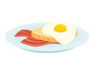 fried egg with bacon, on white background vector illustration design