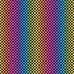 Bright Rainbow Retro Seamless Pattern - Colorful ombre gradient repeating pattern design on solid dark purple background © Mai