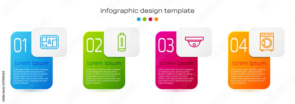 Poster set line gps device with map, battery charge level indicator, motion sensor and washer. business inf
