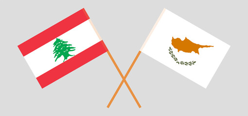 Crossed flags of Lebanon and Cyprus