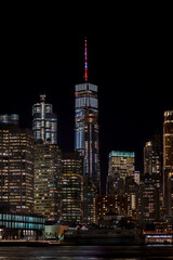 The New York City Freedom Tower at night