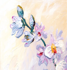 Orchid flowers. Oil painting picture