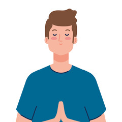 meditating man on white background vector illustration design