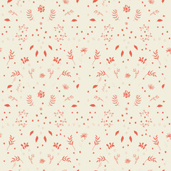 Seamless floral pattern with flowers and leaves. Modern background with hand drawn elements.