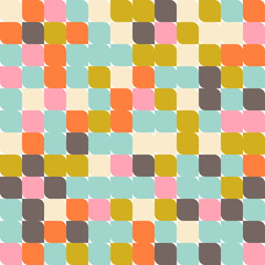 Abstract geometric background. Vector seamless pattern with simple geometric shapes in pastel colors. Retro scandinavian style.