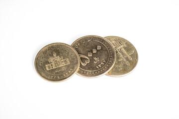 Iranian Rial (IRR). Close-up detail of coin. Top view.