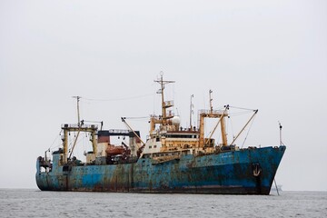 Cargo Boat near Harbor of Walvis Bay, Namibia