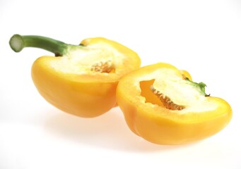 Sweet Yellow Pepper, capsicum annuum, against White Background