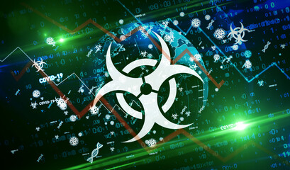 Covid-19 virus global epidemic symbols illustration