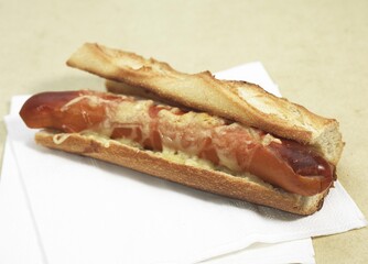 Hot Dog, Sandwich on Paper Napkin