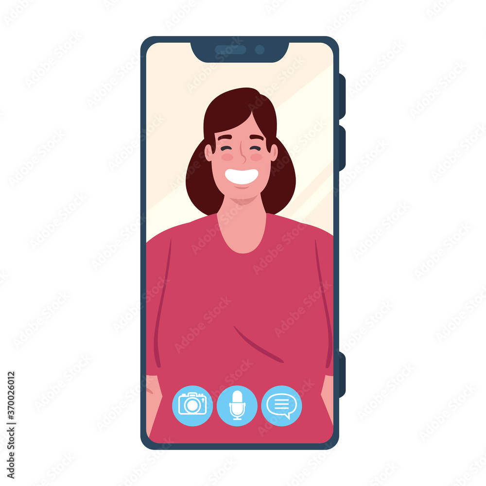 Canvas Prints smartphone video call on the screen with woman, social media concept vector illustration design