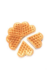 Freshly baked waffles isolated on white background