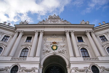 St. Michael's wing of Hofburg Palace in Vienna Austria early in the morning