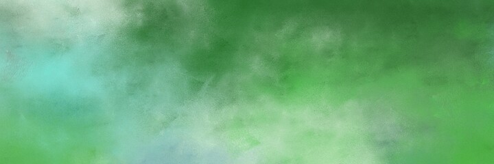 beautiful medium sea green and pastel blue colored vintage abstract painted background with space for text or image. can be used as horizontal background texture