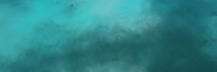 beautiful vintage abstract painted background with teal blue, medium turquoise and light sea green colors and space for text or image. can be used as horizontal background graphic