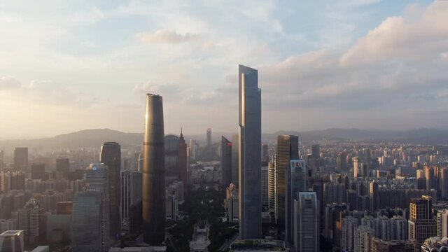 Aerial view of Guangzhou city in China. Drone shot footage 4k(UHD).