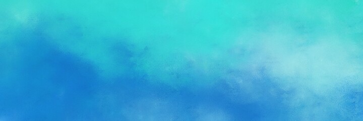 awesome abstract painting background graphic with medium turquoise, strong blue and sky blue colors and space for text or image. can be used as horizontal background texture