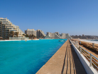 Algarrobo, Chile - 02.21.2020: World's Biggest Pool in San Alfonso del Mar.