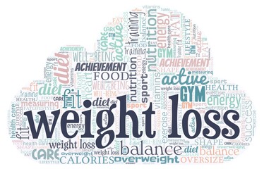 Obraz premium Weight loss word cloud isolated on a white background.