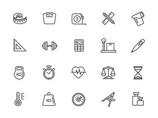 minimal measuring line icon set