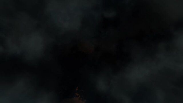 Flying in Storm of Clouds and Lightnings Seamless Loop
