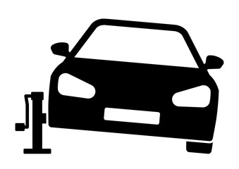gz876 GrafikZeichnung - car jack / vehicle jack - wheel repair icon. - simple car service symbol - car jack lift / change tyre - remove tire car wheels. - breakdown of a vehicle on a street. - g9853