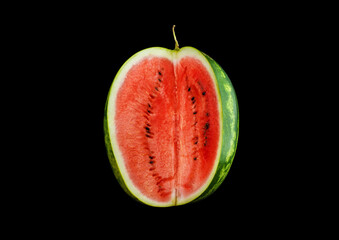 cut watermelon on black background